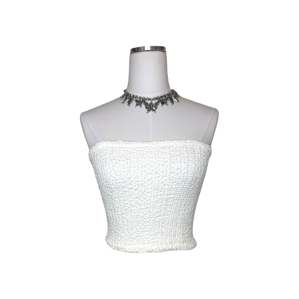 Y2K Deadstock No Boundaries Light White Textured Strapless Tube Top One Size